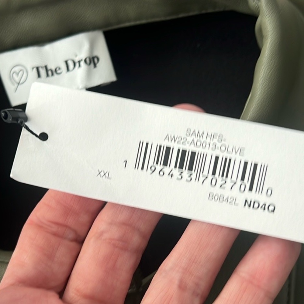 NWT,The Drop, Sam Olive Vegan Leather, Belted,Shirtdress, Button-Up, Size XXL - Picture 7 of 12